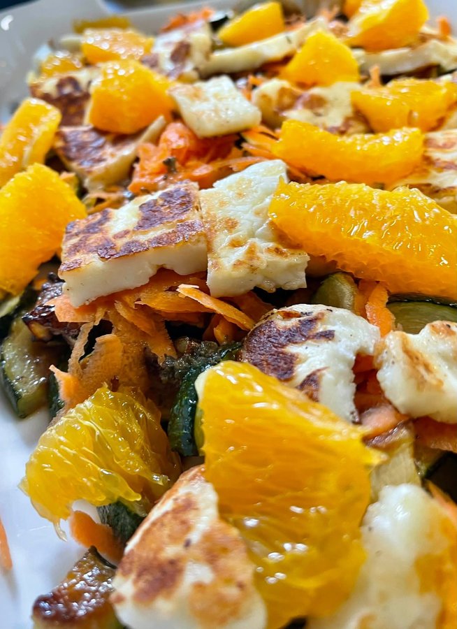 Halloumi, orange and carrot salad box at Toast Coffee House